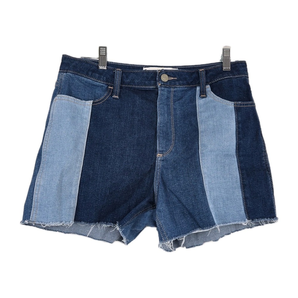Hollister Womens Curvy High Rise Patchwork‎ Denim Shorts Size 15 W32 Colorblock